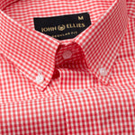 Vorniq Red Gingham Check Button Down Cotton Shirt - John Ellies