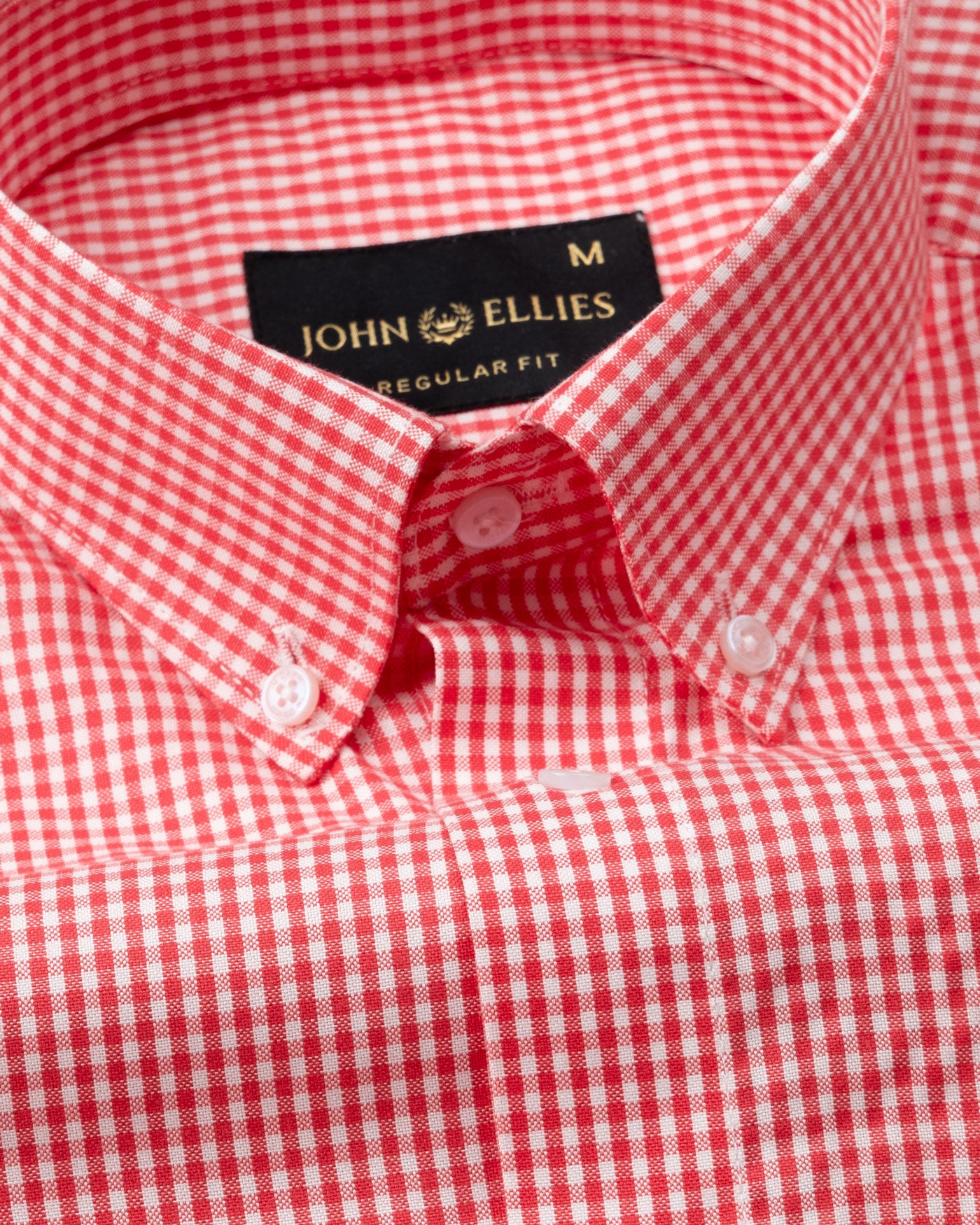 Vorniq Red Gingham Check Button Down Cotton Shirt - John Ellies