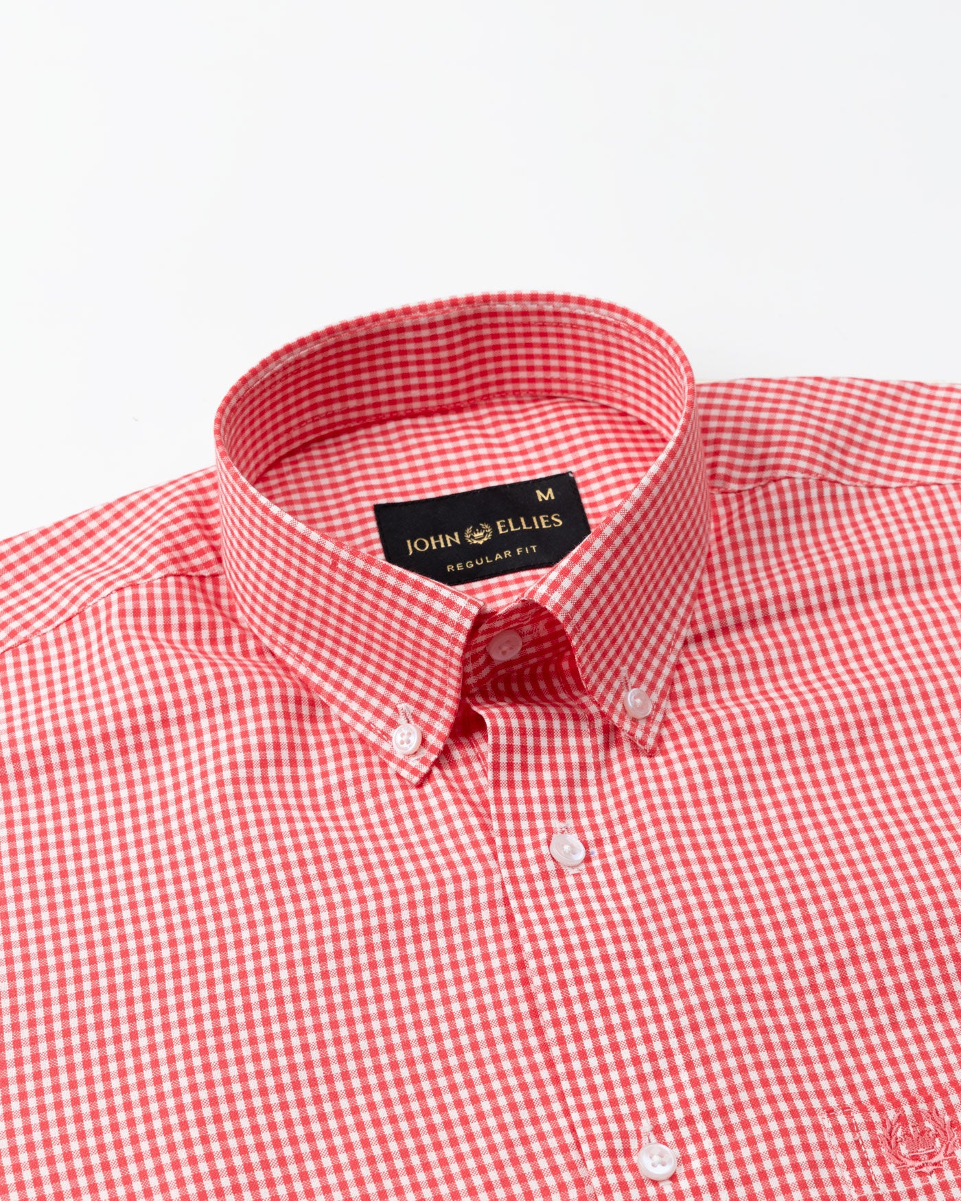 Vorniq Red Gingham Check Button Down Cotton Shirt - John Ellies