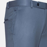 Canes Steel Blue Plain Formal Cotton Pant - John Ellies