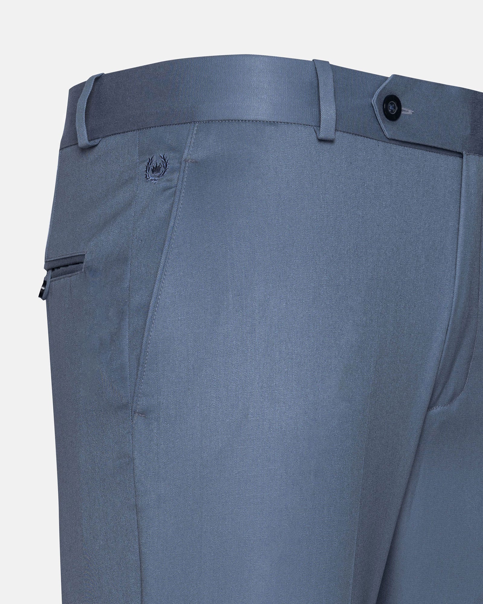 Canes Steel Blue Plain Formal Cotton Pant - John Ellies