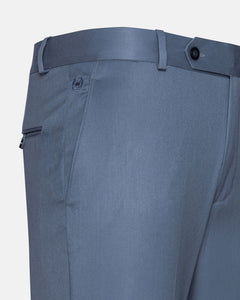 Canes Steel Blue Plain Formal Cotton Pant - John Ellies