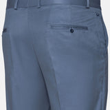 Canes Steel Blue Plain Formal Cotton Pant - John Ellies