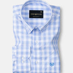 Portz Sky Blue Check Premium Cotton Shirt - John Ellies