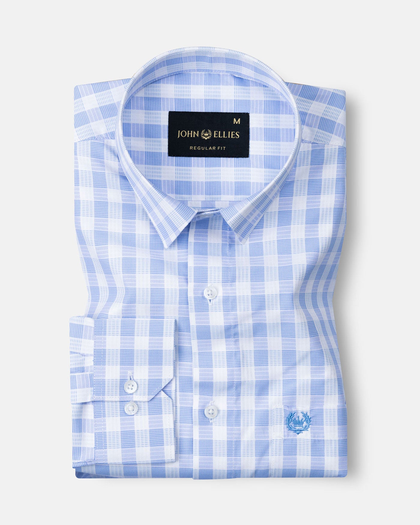 Portz Sky Blue Check Premium Cotton Shirt - John Ellies