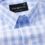 Portz Sky Blue Check Premium Cotton Shirt - John Ellies