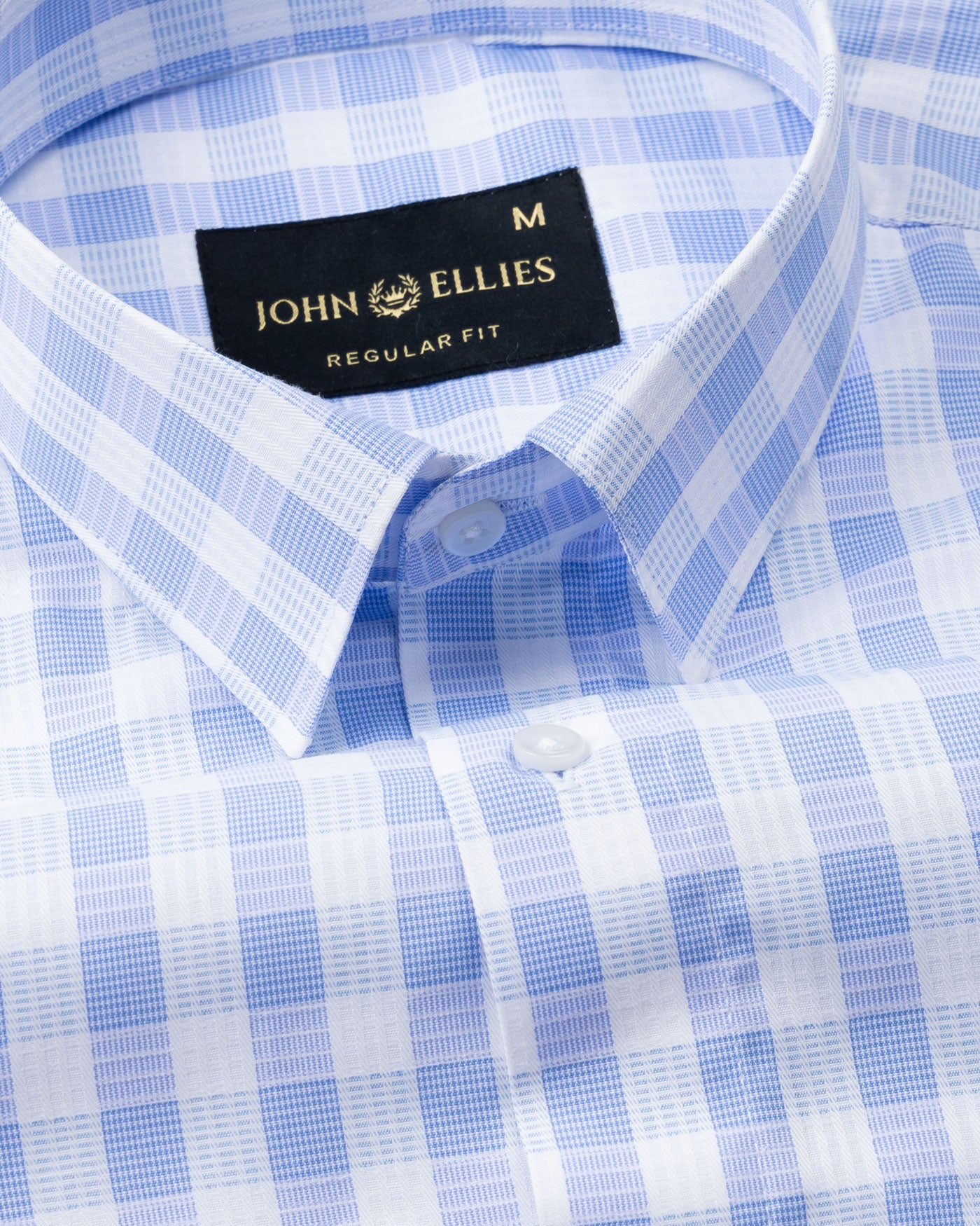 Portz Sky Blue Check Premium Cotton Shirt - John Ellies
