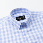 Portz Sky Blue Check Premium Cotton Shirt - John Ellies