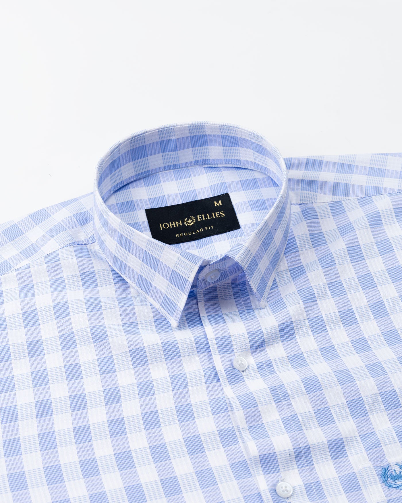 Portz Sky Blue Check Premium Cotton Shirt - John Ellies
