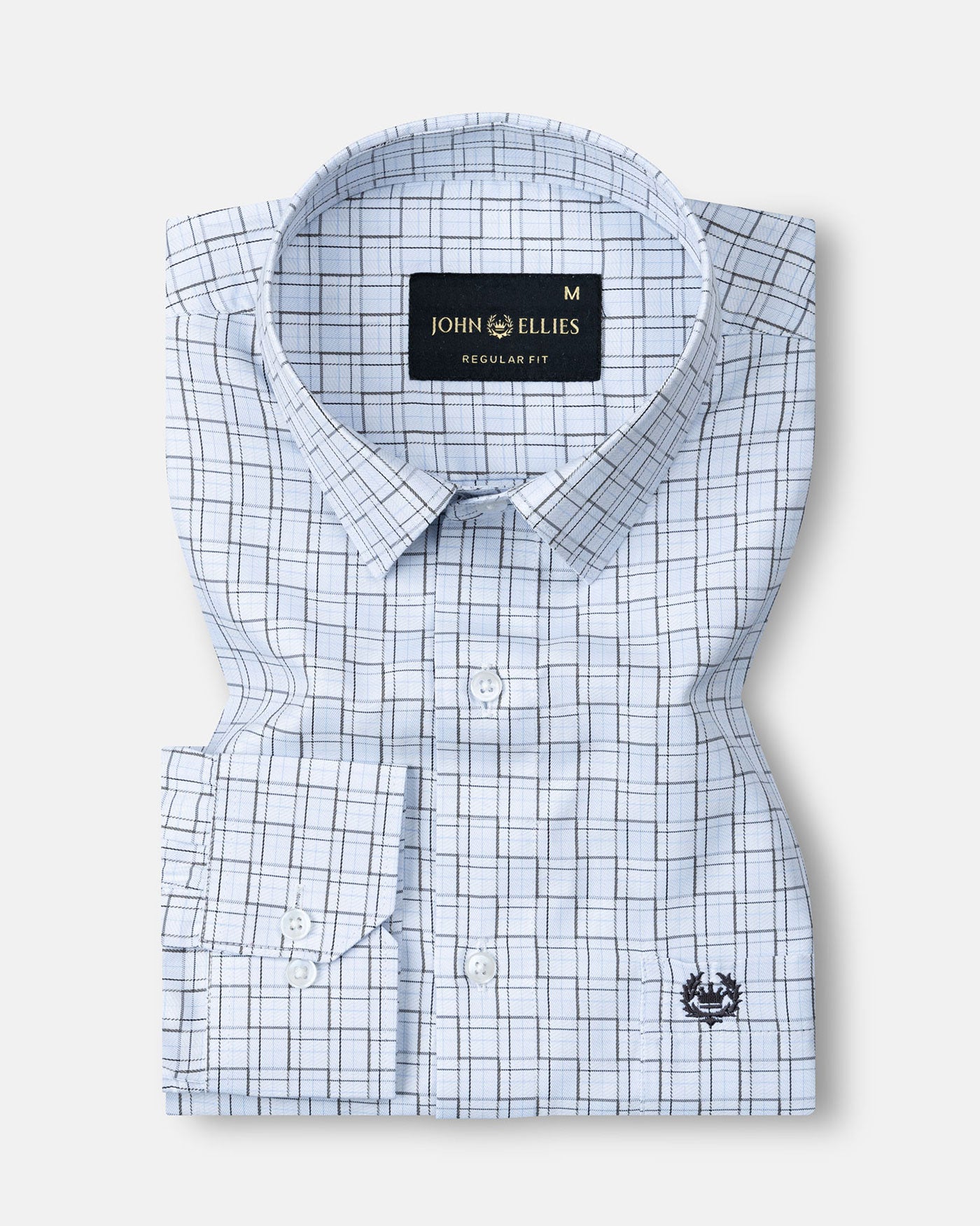Portz Powder Blue Check Premium Cotton Shirt - John Ellies