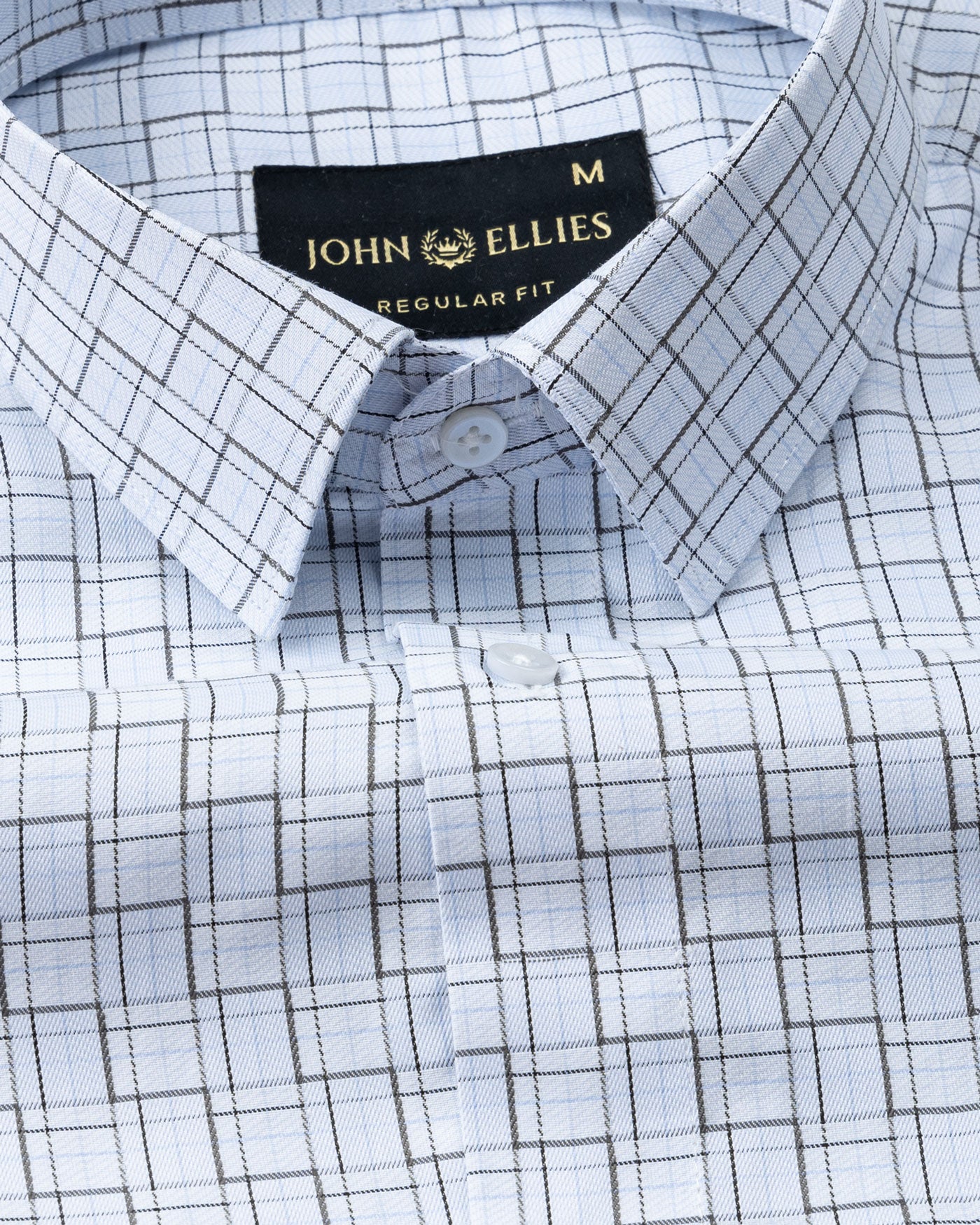 Portz Powder Blue Check Premium Cotton Shirt - John Ellies