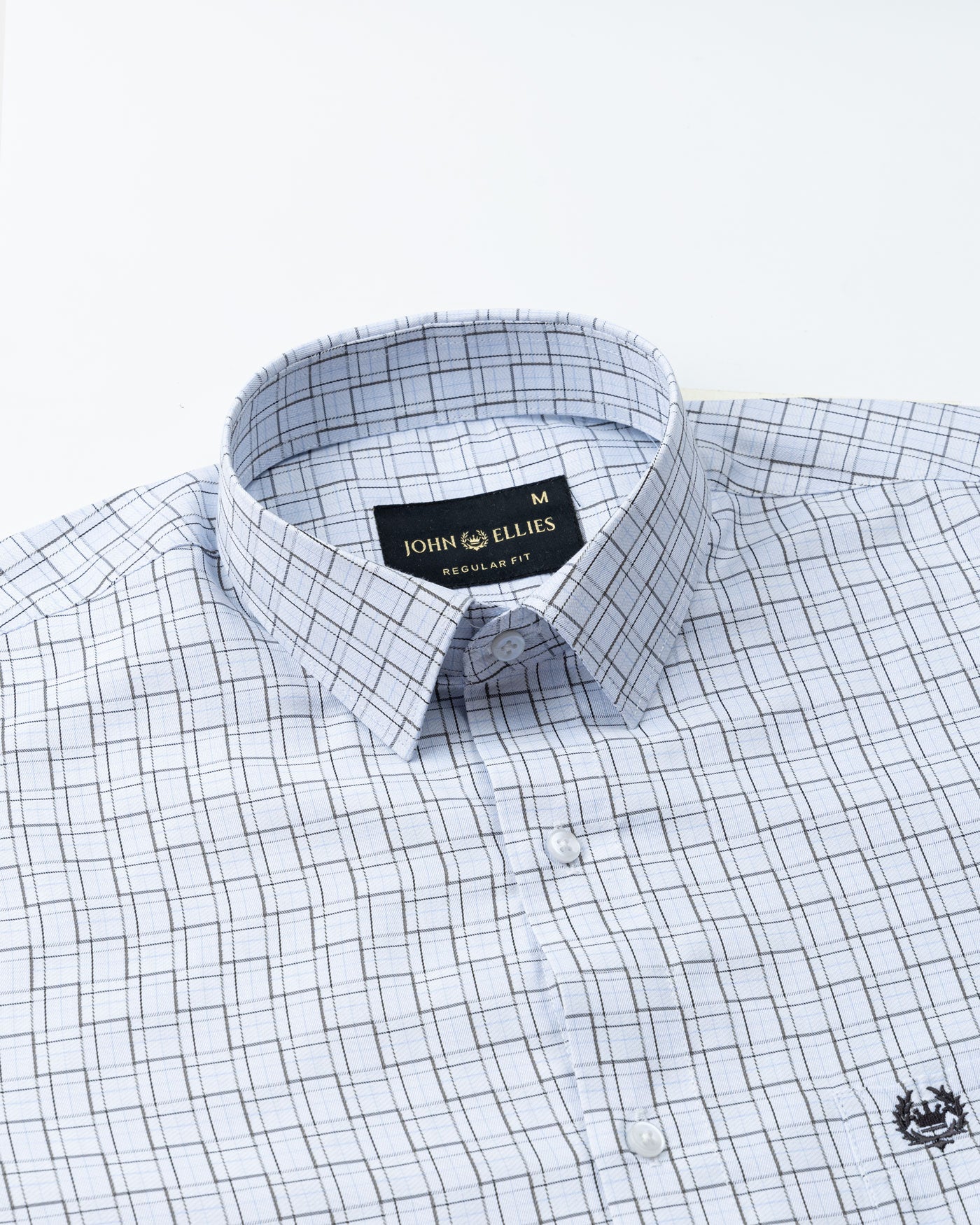 Portz Powder Blue Check Premium Cotton Shirt - John Ellies
