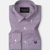 Dersko Purple Gingham Check Button Down Cotton Shirt - John Ellies