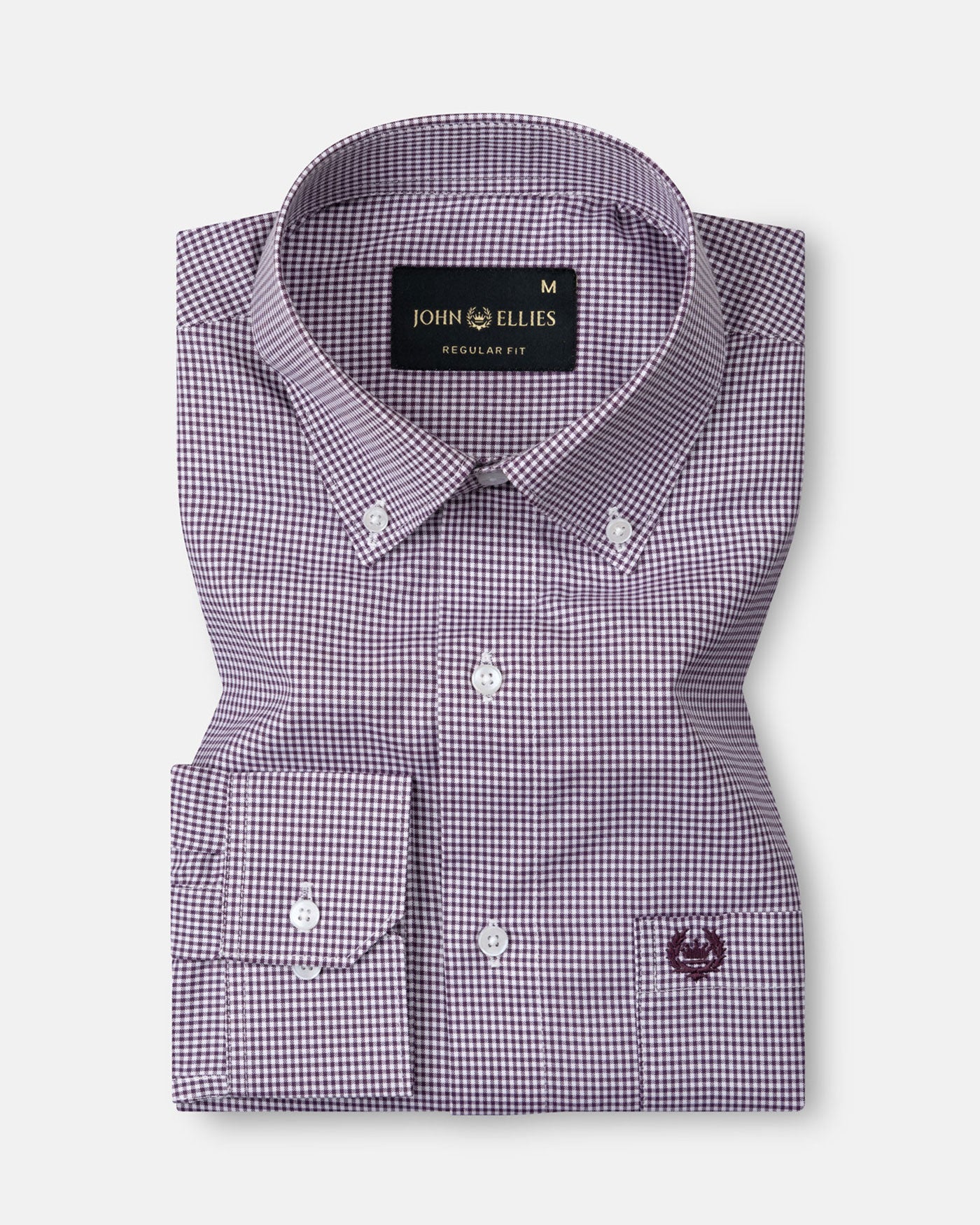 Dersko Purple Gingham Check Button Down Cotton Shirt - John Ellies