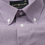 Dersko Purple Gingham Check Button Down Cotton Shirt - John Ellies