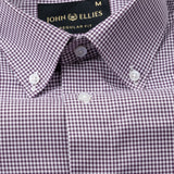 Dersko Purple Gingham Check Button Down Cotton Shirt - John Ellies