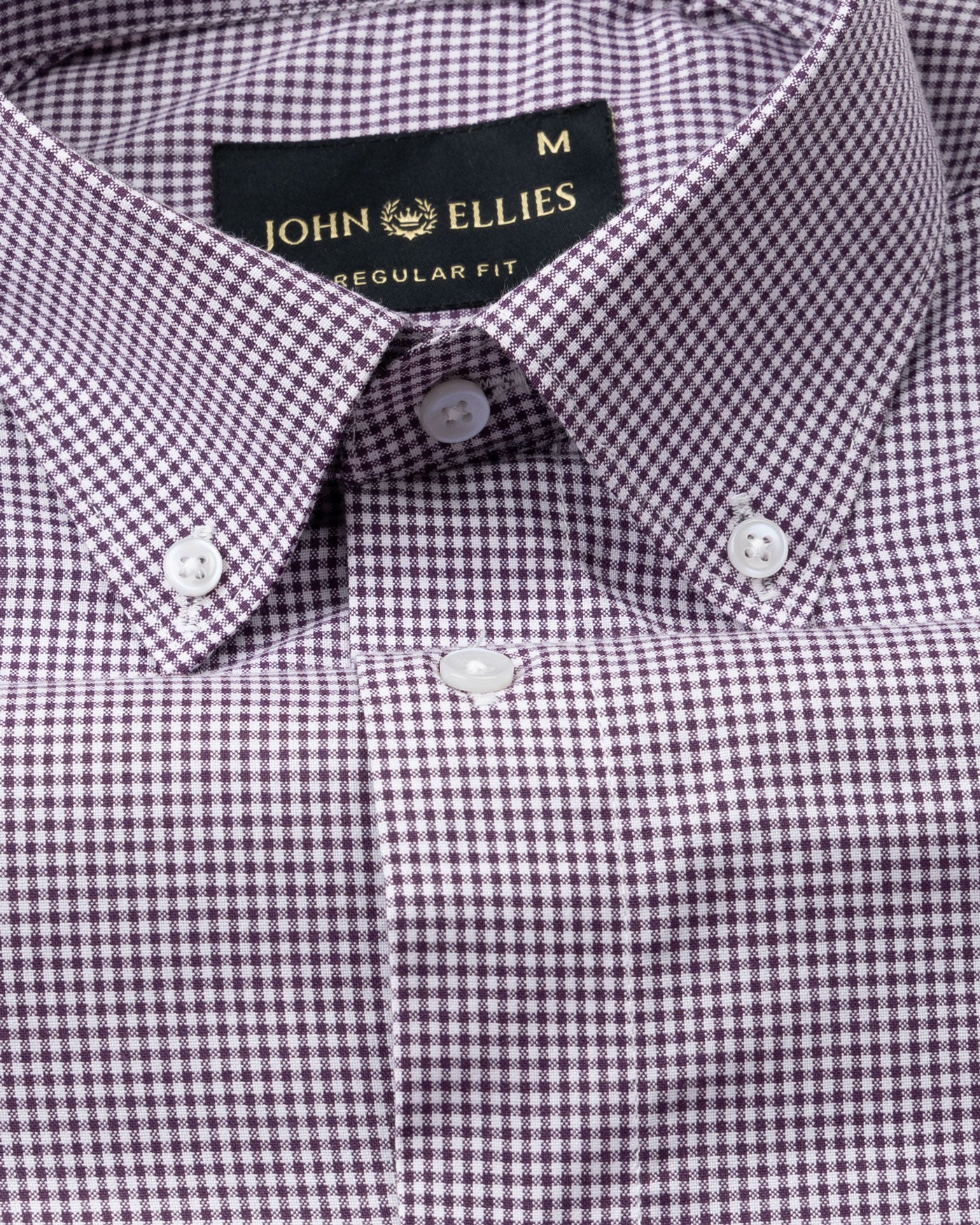 Dersko Purple Gingham Check Button Down Cotton Shirt - John Ellies