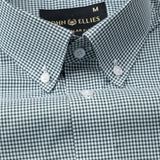 Dersko Dark Green Gingham Check Button Down Cotton Shirt - John Ellies