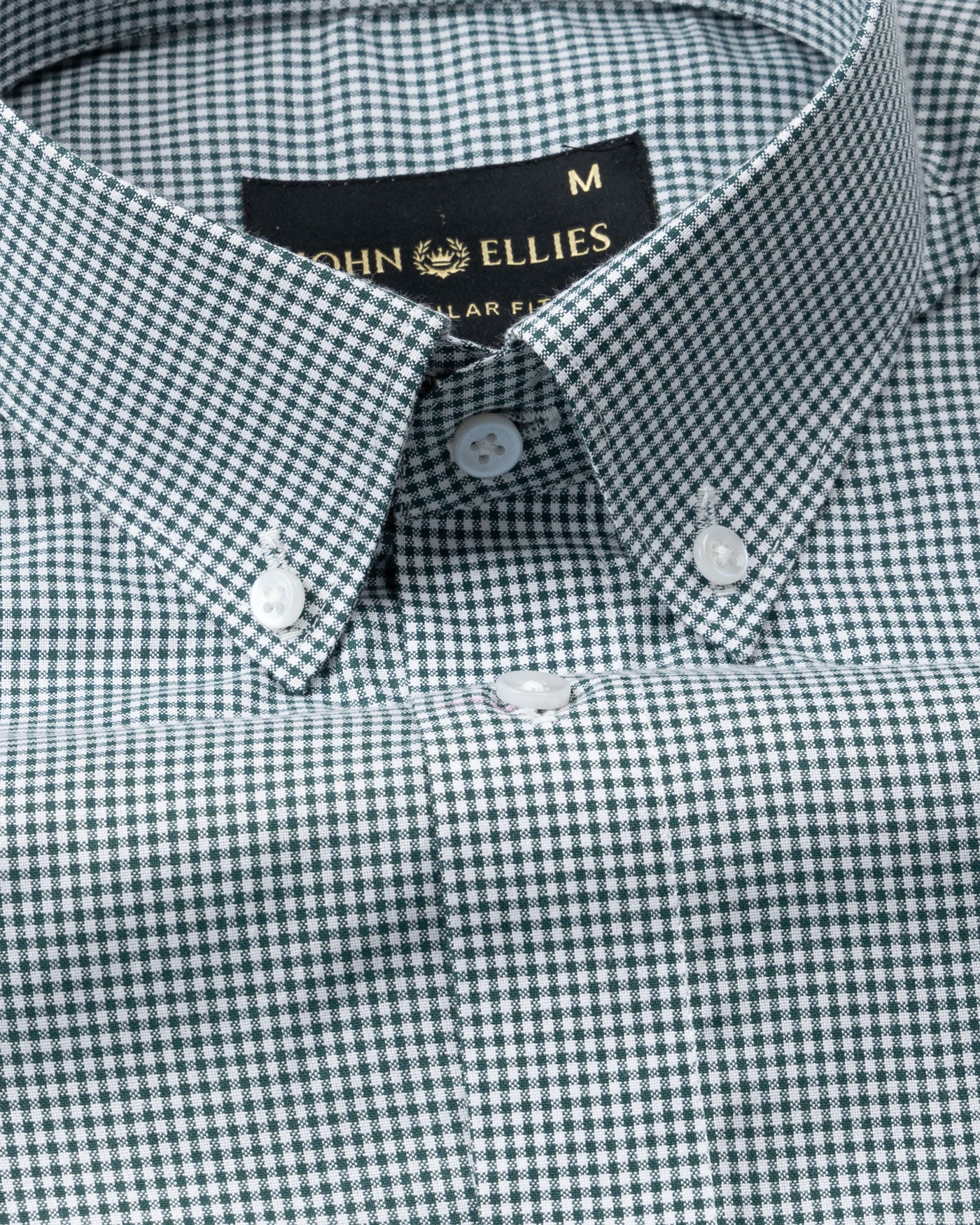 Dersko Dark Green Gingham Check Button Down Cotton Shirt - John Ellies