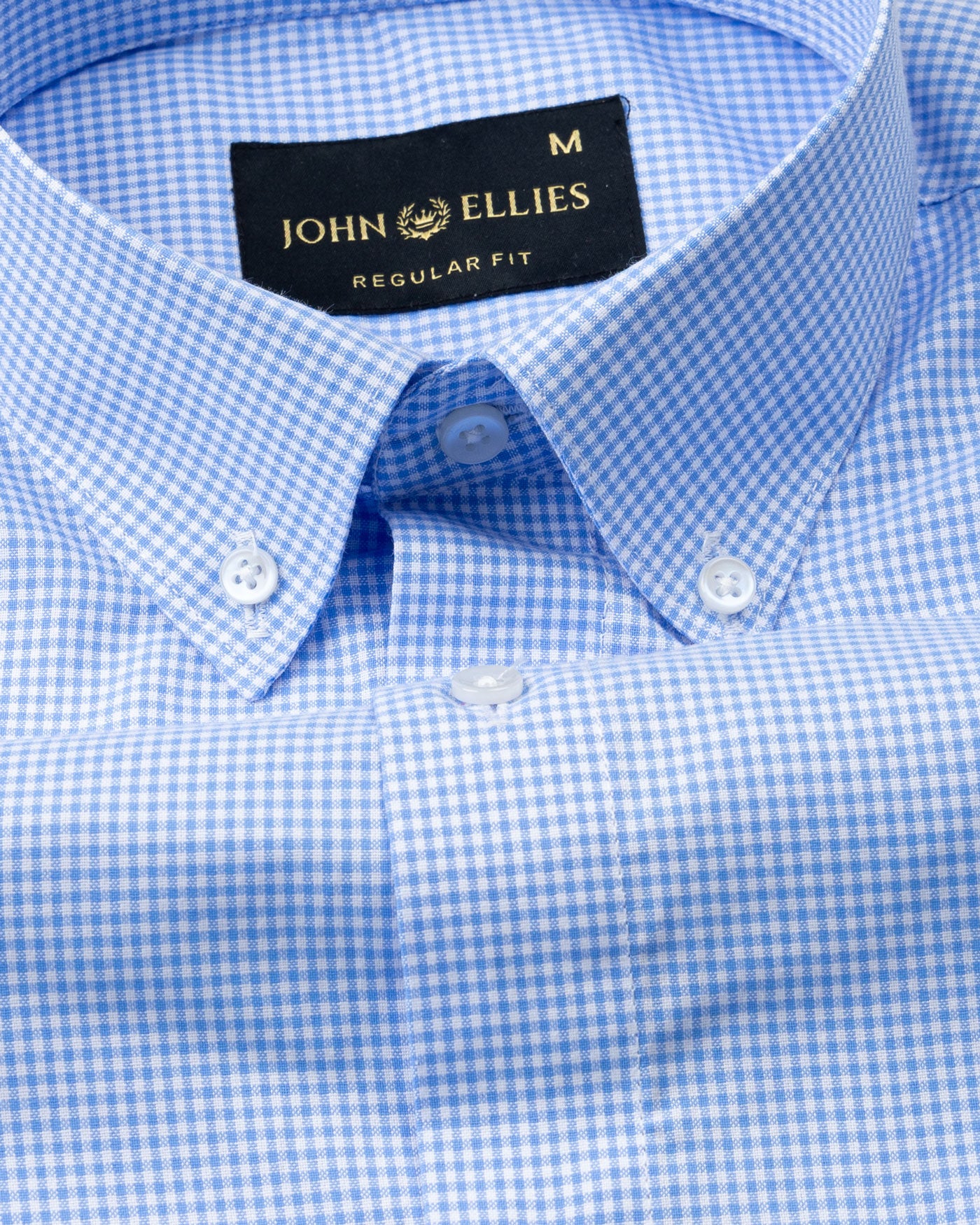 Dersko Blue Gingham Check Button Down Cotton Shirt - John Ellies