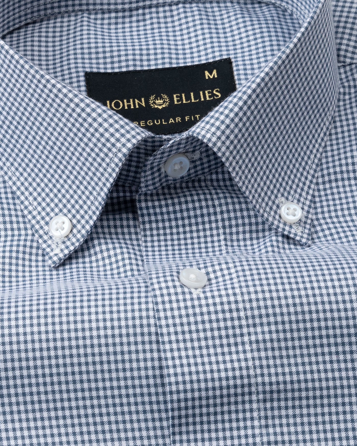 Dersko Grey Gingham Check Button Down Cotton Shirt - John Ellies