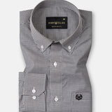 Dersko Black Gingham Check Button Down Cotton Shirt - John Ellies