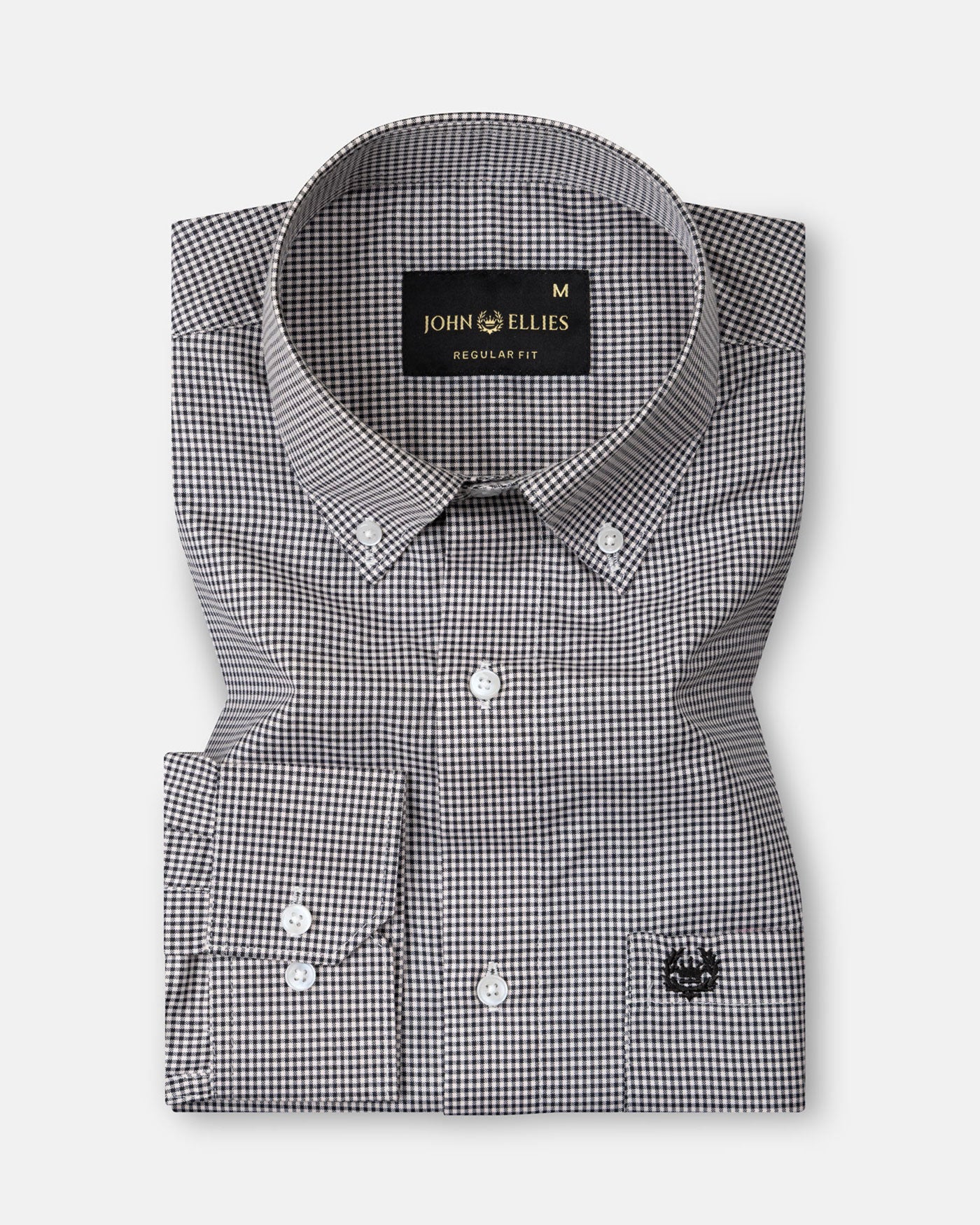 Dersko Black Gingham Check Button Down Cotton Shirt - John Ellies