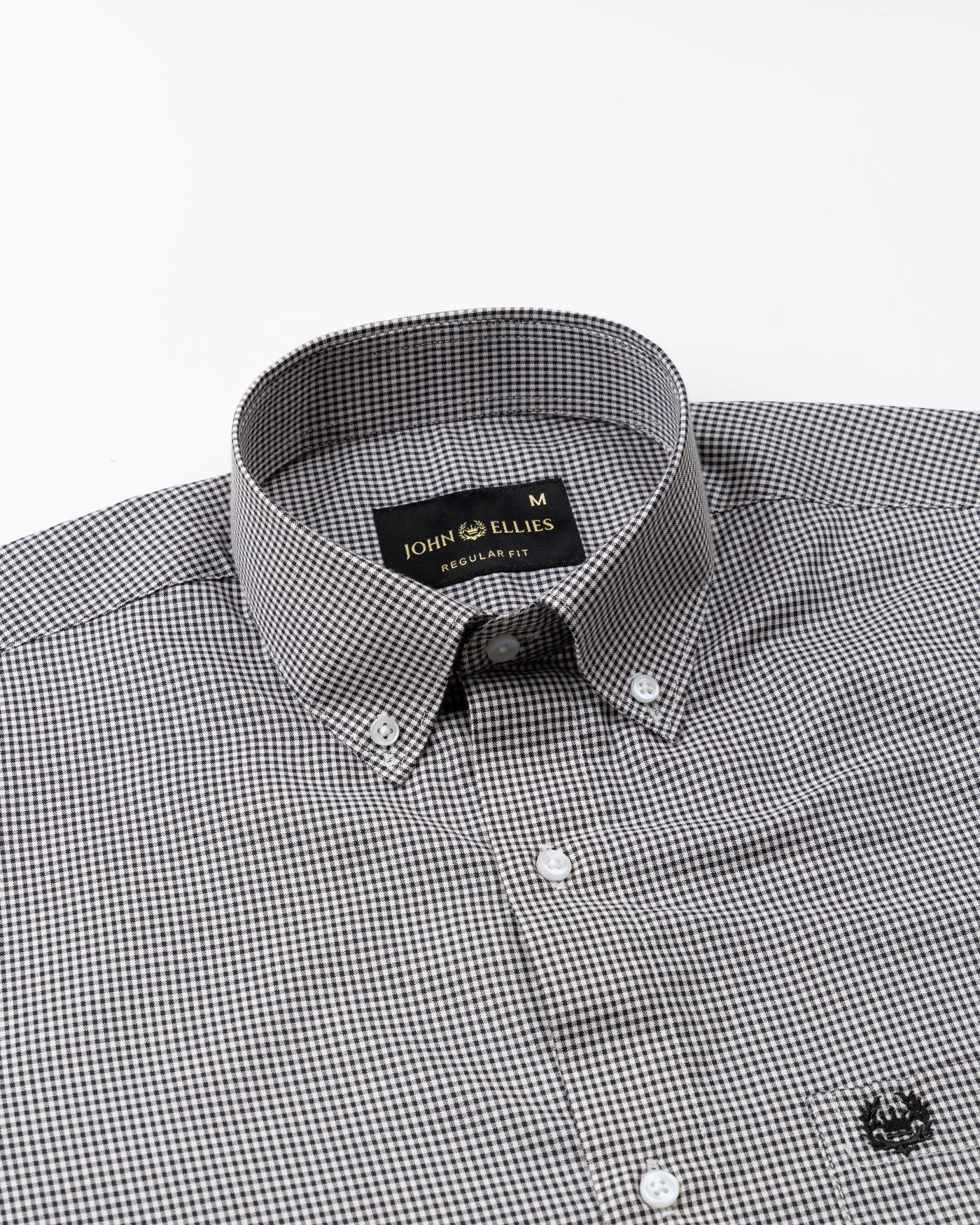 Dersko Black Gingham Check Button Down Cotton Shirt - John Ellies