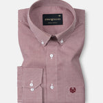 Dersko Maroon Gingham Check Button Down Cotton Shirt - John Ellies