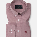 Dersko Maroon Gingham Check Button Down Cotton Shirt - John Ellies
