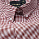 Dersko Maroon Gingham Check Button Down Cotton Shirt - John Ellies