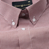 Dersko Maroon Gingham Check Button Down Cotton Shirt - John Ellies