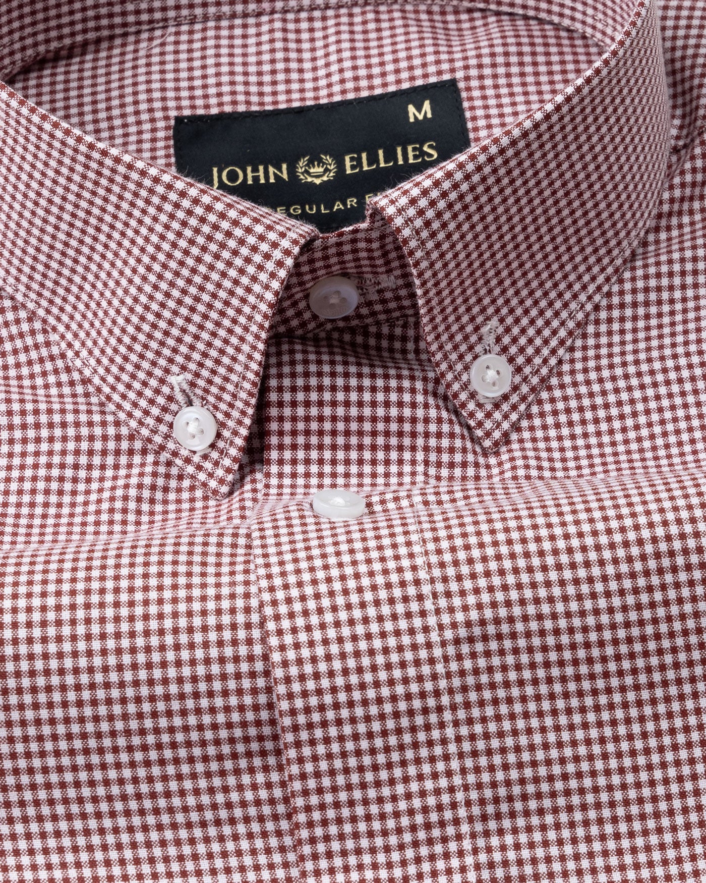 Dersko Maroon Gingham Check Button Down Cotton Shirt - John Ellies