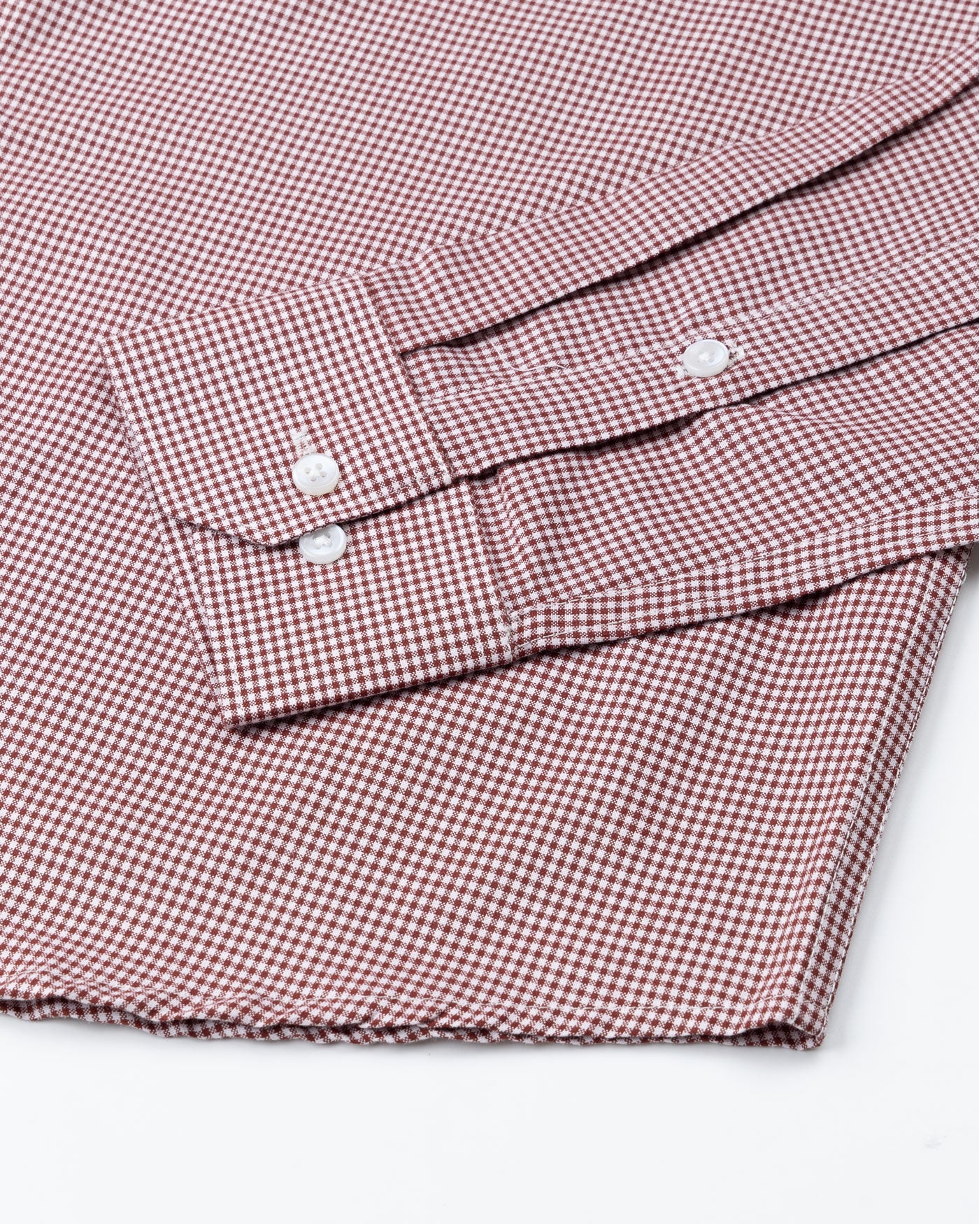 Dersko Maroon Gingham Check Button Down Cotton Shirt - John Ellies