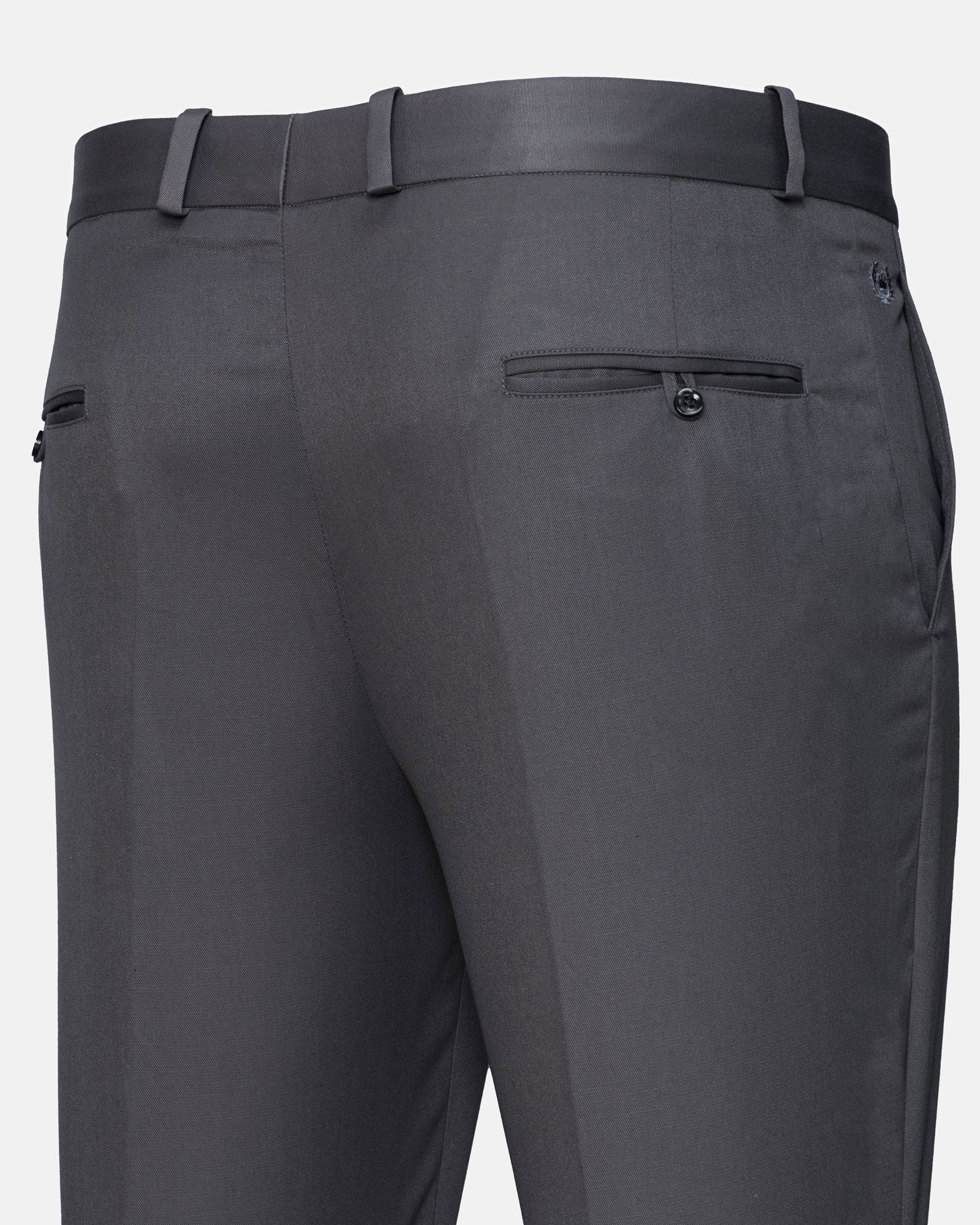 Canes Grey Plain Formal Cotton Pant - John Ellies