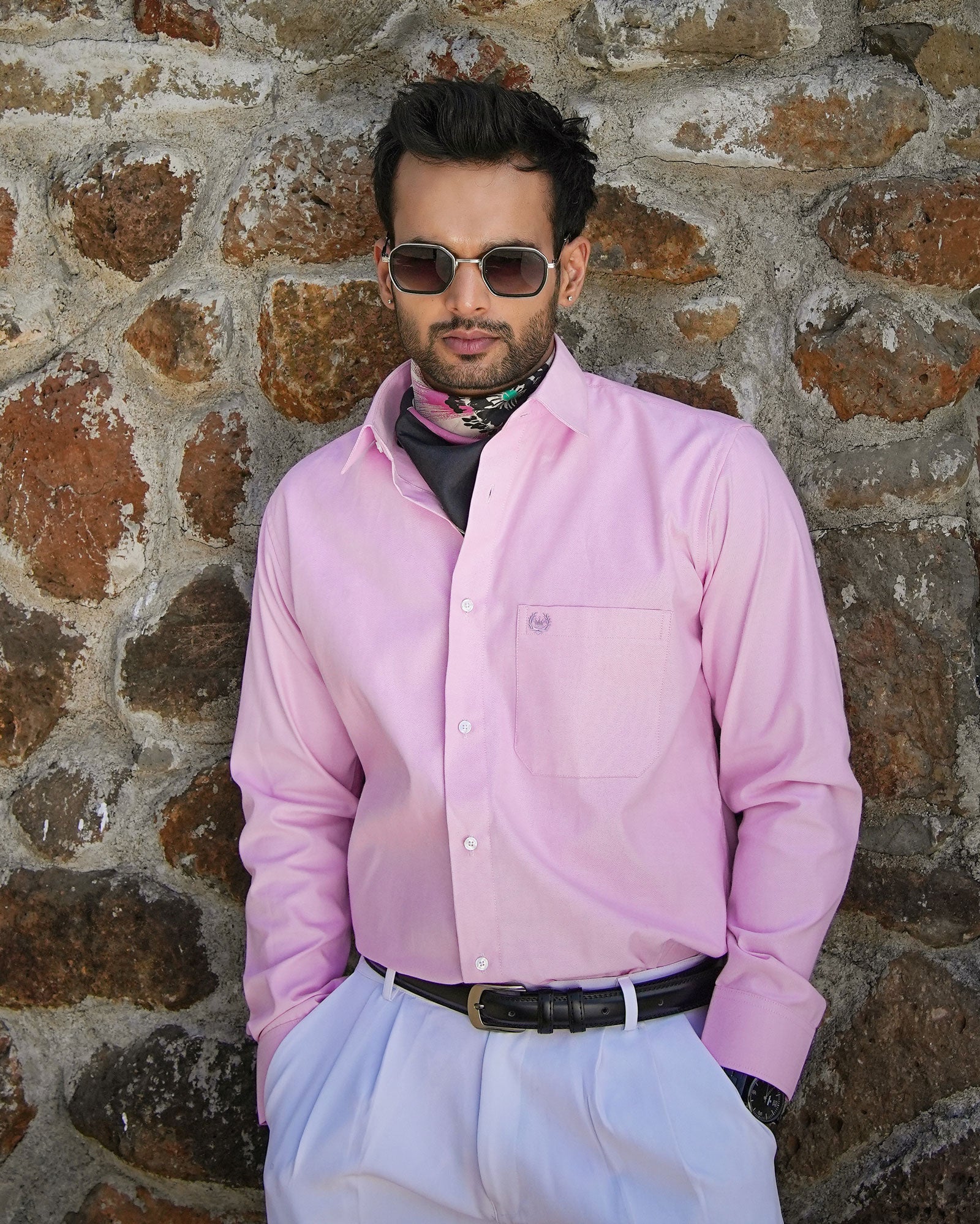 Enzon Pink Plain Oxford Cotton Shirt - John Ellies