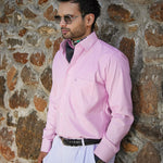 Enzon Pink Plain Oxford Cotton Shirt - John Ellies