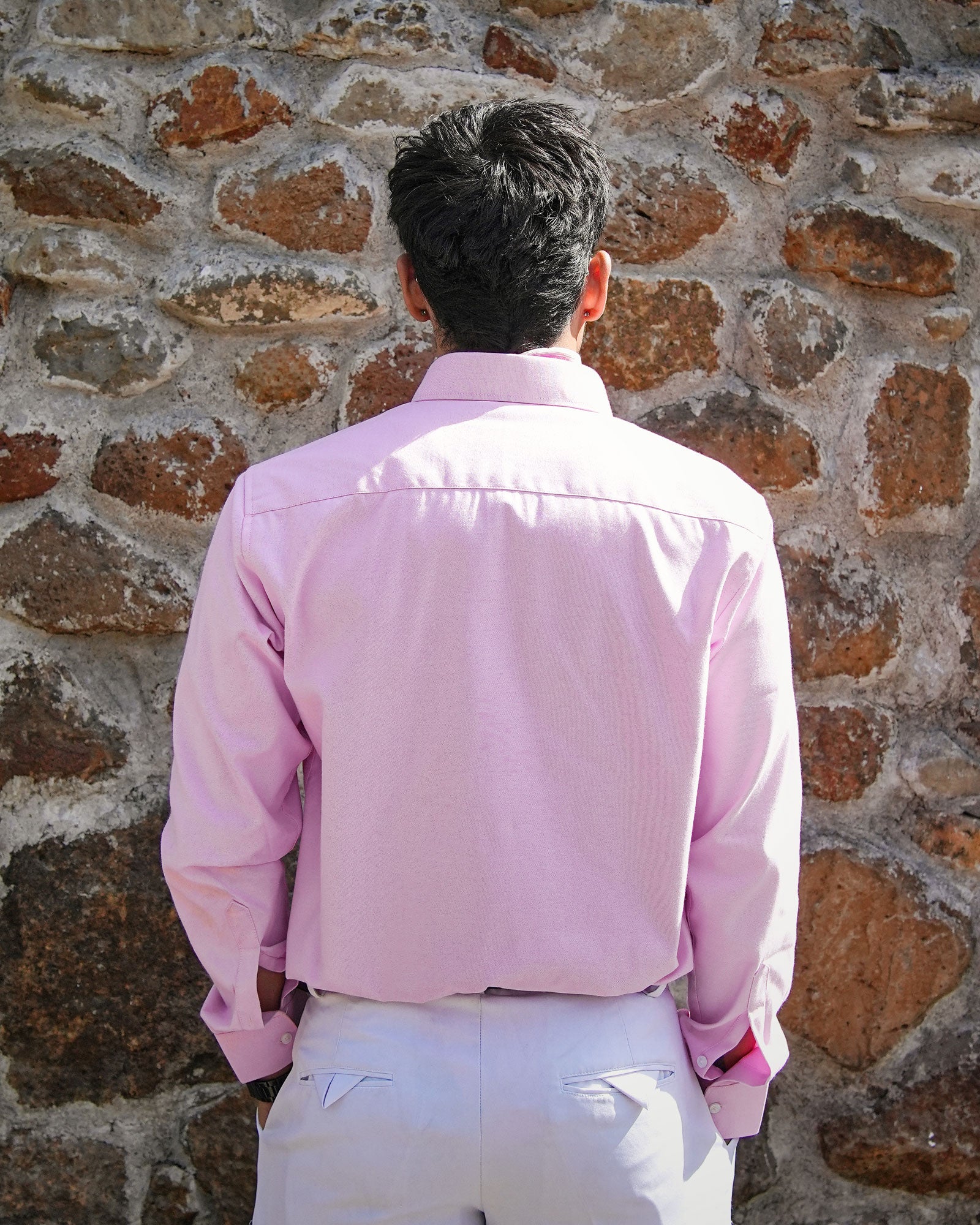 Enzon Pink Plain Oxford Cotton Shirt - John Ellies