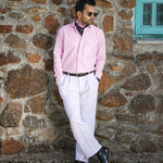 Enzon Pink Plain Oxford Cotton Shirt - John Ellies