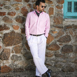 Enzon Pink Plain Oxford Cotton Shirt - John Ellies