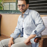 Enzon Grey Plain Oxford Cotton Shirt - John Ellies