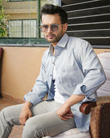 Enzon Grey Plain Oxford Cotton Shirt