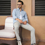 Enzon Grey Plain Oxford Cotton Shirt - John Ellies
