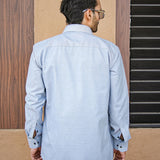 Enzon Grey Plain Oxford Cotton Shirt - John Ellies