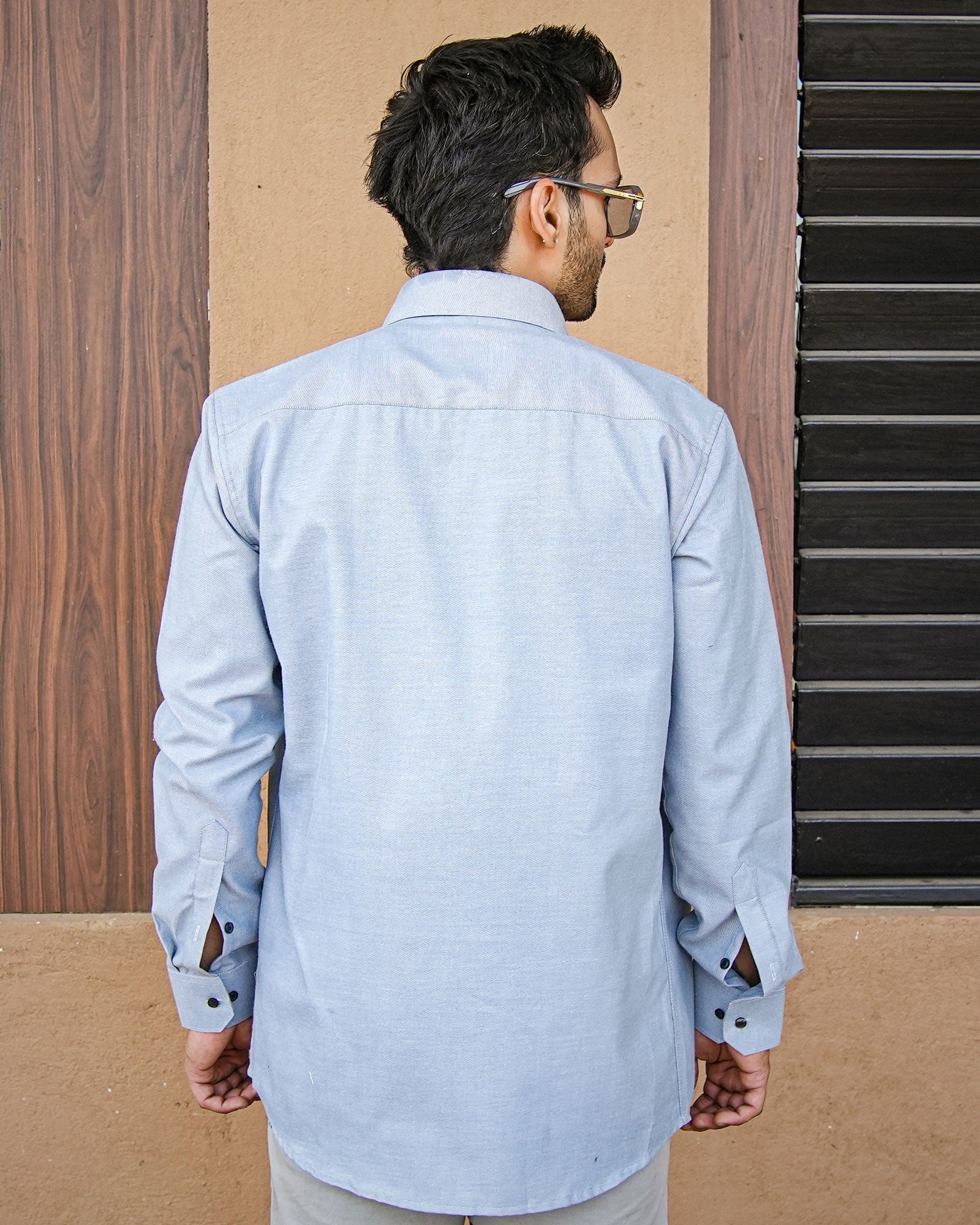 Enzon Grey Plain Oxford Cotton Shirt - John Ellies