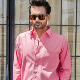 Enzon Red Plain Oxford Cotton Shirt - John Ellies