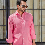 Enzon Red Plain Oxford Cotton Shirt - John Ellies