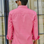 Enzon Red Plain Oxford Cotton Shirt - John Ellies