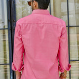 Enzon Red Plain Oxford Cotton Shirt - John Ellies