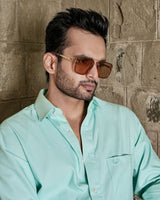 Enzon Lime Plain Oxford Cotton Shirt
